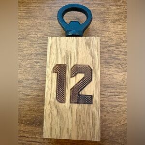 Wooden Bottle Opener with Number 12 Design -New